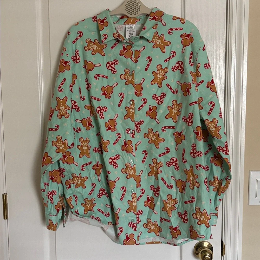 Disney Parks Mint Gingerbread  CandyCane Holiday Christmas Mickey Pajama  Set - Picture 4 of 10